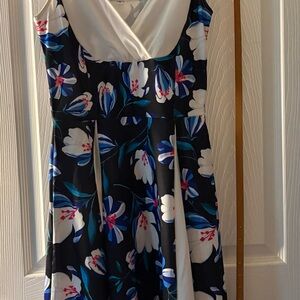 Floral Sleeveless Dress - Black and Blue